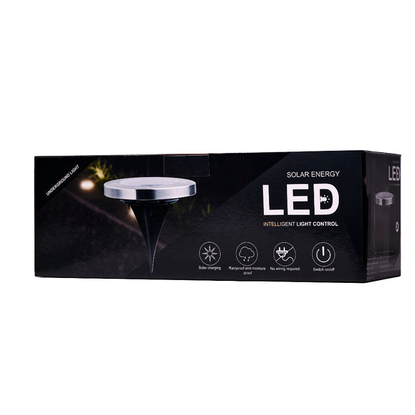 Saulės energija įkraunami įsmeigiami į žemę sodo šviestuvai su sutemų jutikliu, 8 LED, 12 vnt., šaltai balti N16