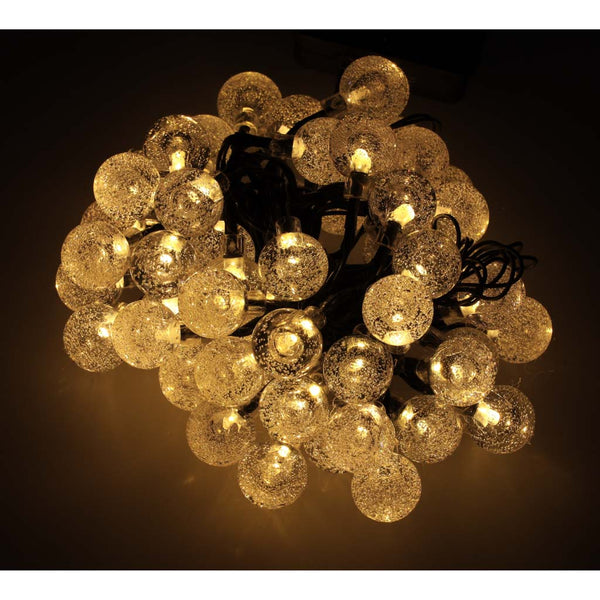 Saulės energija įkraunama sodo girlianda „Kamuoliukai“ 7 m, 50 LED, šiltai balta N21