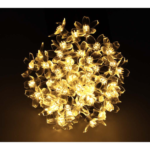 Saulės energija įkraunama sodo girlianda „Gėlytės“ 7 m, 50 LED, šiltai balta N20