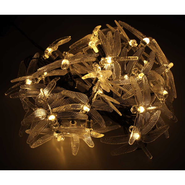 Saulės energija įkraunamos sodo girliandos „Laumžirgiai“ 6,5 m 30 LED šiltai balta šviesa N22
