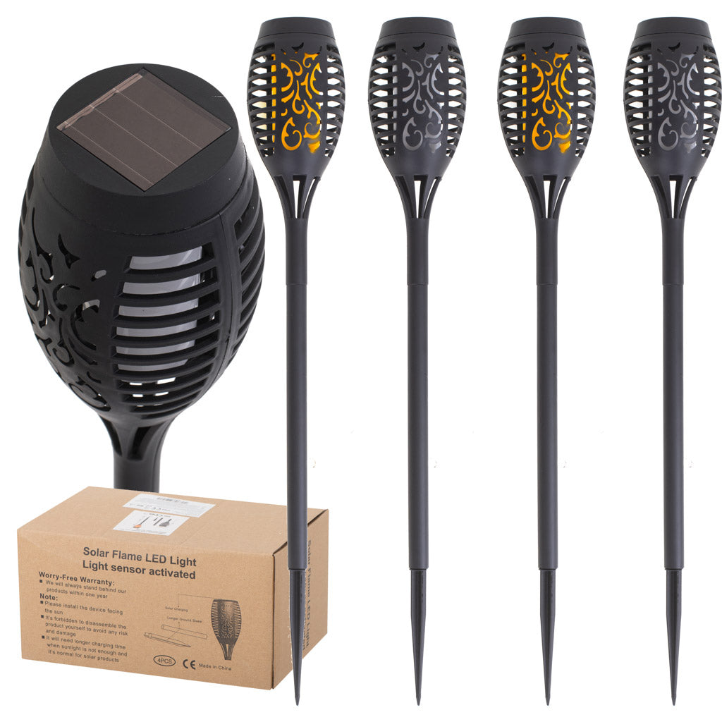 Sodo saulės žibintai–fakelai 12 LED, 4 vnt. N17