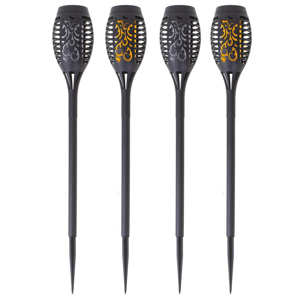 Sodo saulės žibintai–fakelai 12 LED, 4 vnt. N17