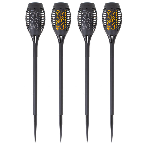 Sodo saulės žibintai–fakelai 12 LED, 4 vnt. N17