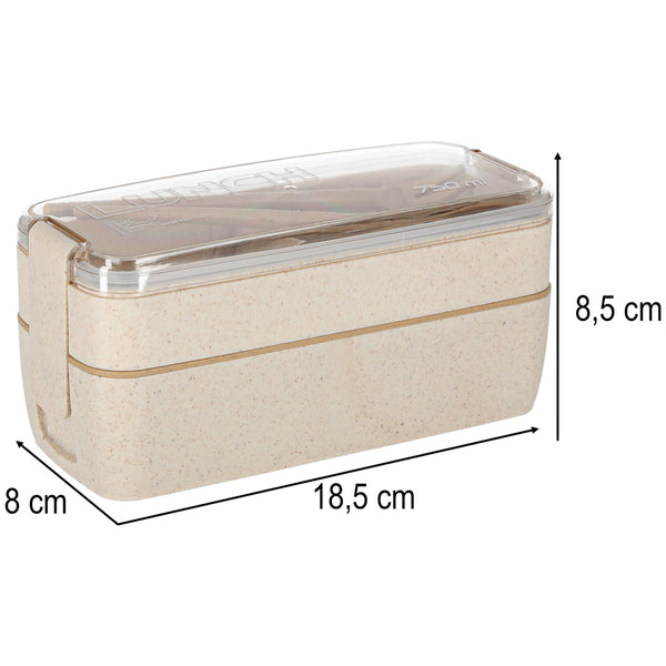 Pietų dėžutė su skyriais, 750 ml, smėlio spalvos N117