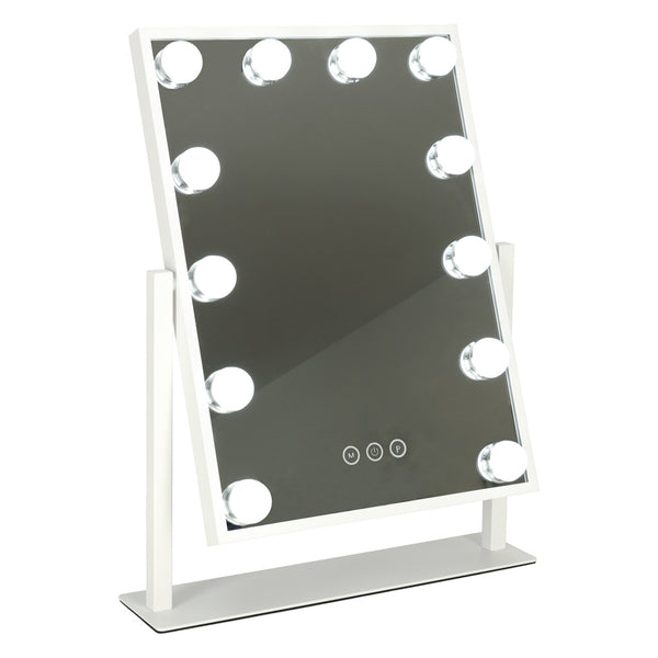 Kosmetinis makiažo veidrodis su apšvietimu, 12 LED lempučių, USB, 30 × 40 cm N51