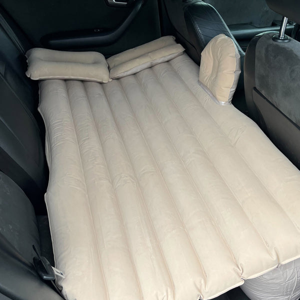 Pripučiamas automobilinis čiužinys su pompa, 130 × 80 cm, smėlio spalvos M44