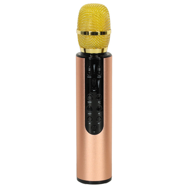 Belaidis karaoke mikrofonas vaikams su „Bluetooth“ garsiakalbiu, 2000 mAh, SD kortelė, USB, auksinis M20
