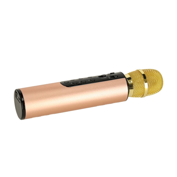 Belaidis karaoke mikrofonas vaikams su „Bluetooth“ garsiakalbiu, 2000 mAh, SD kortelė, USB, auksinis M20