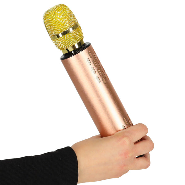 Belaidis karaoke mikrofonas vaikams su „Bluetooth“ garsiakalbiu, 2000 mAh, SD kortelė, USB, auksinis M20