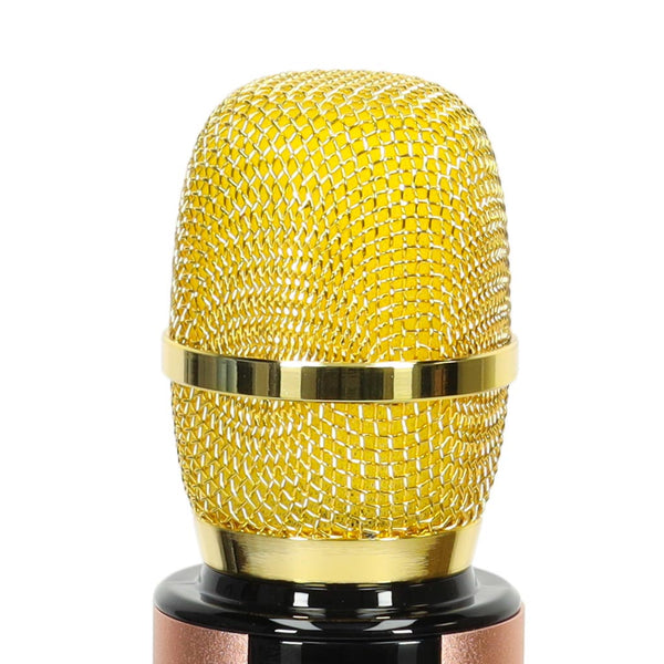 Belaidis karaoke mikrofonas vaikams su „Bluetooth“ garsiakalbiu, 2000 mAh, SD kortelė, USB, auksinis M20