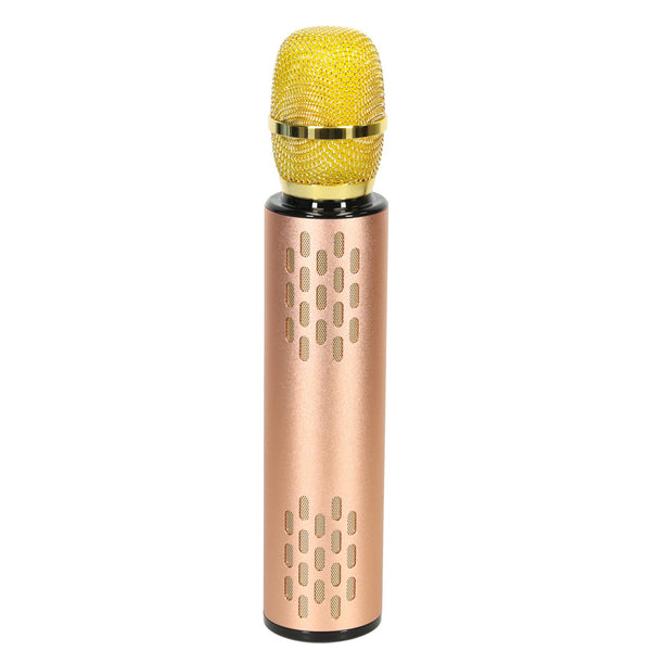 Belaidis karaoke mikrofonas vaikams su „Bluetooth“ garsiakalbiu, 2000 mAh, SD kortelė, USB, auksinis M20