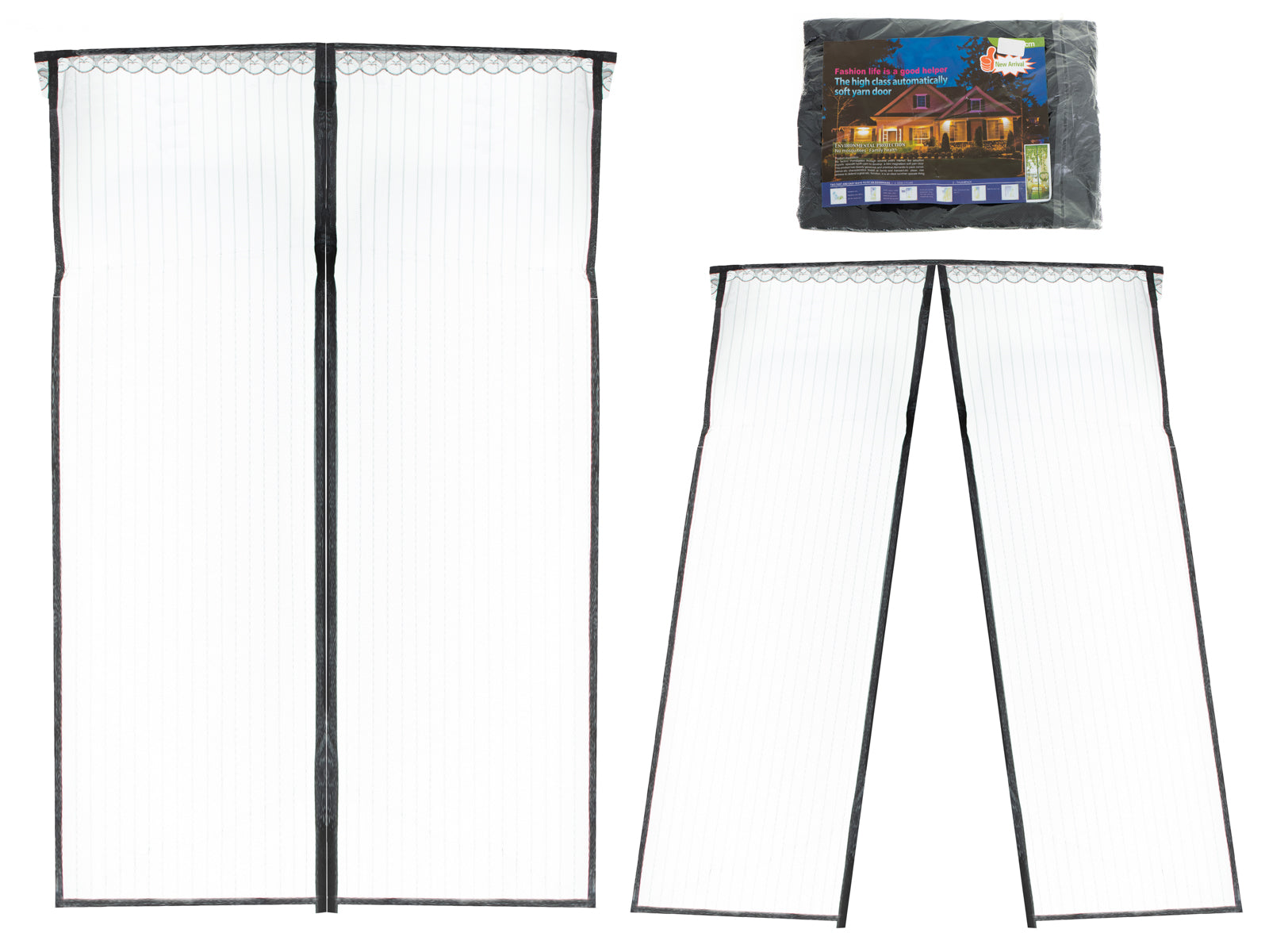 Magnetinis tinklelis nuo uodų durims 110×220 cm, juodas N34