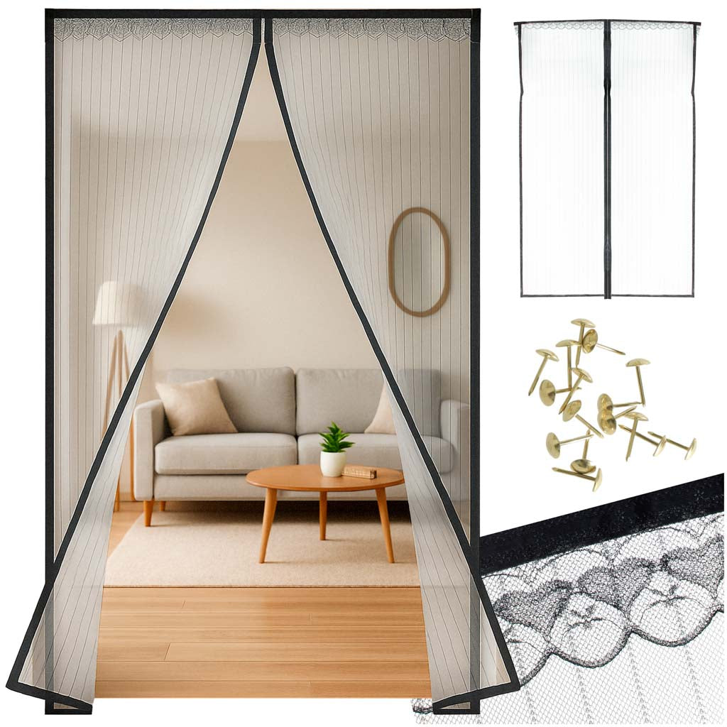 Magnetinis tinklelis nuo uodų durims 110×220 cm, juodas N34