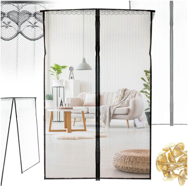 Magnetinis tinklelis nuo uodų durims 160×230 cm, juodas N33
