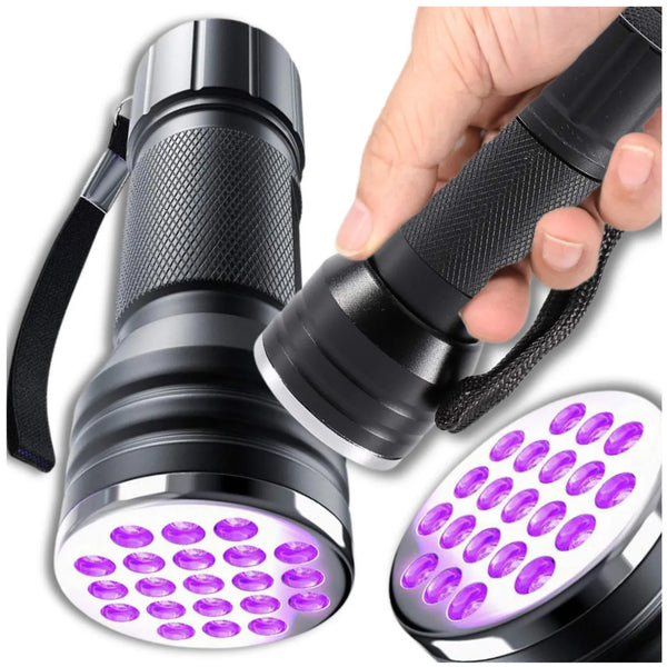 Mini UV žibintuvėlis juodas aliuminis 21 LED Z1