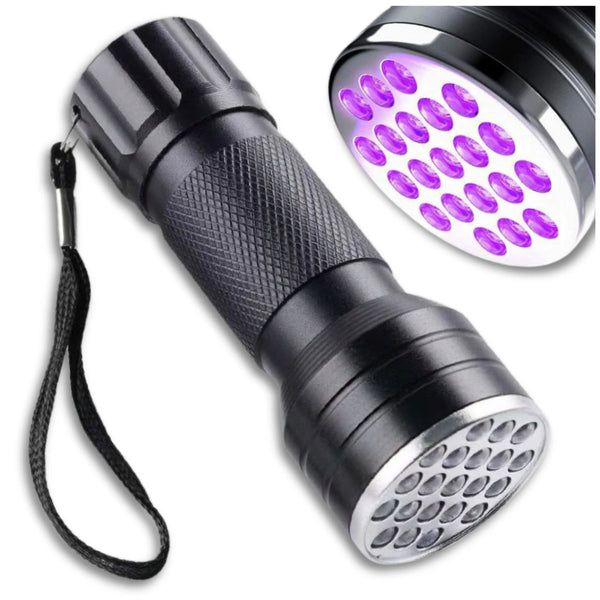 Mini UV žibintuvėlis juodas aliuminis 21 LED Z1