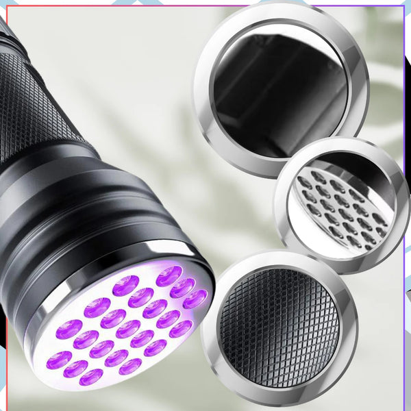 Mini UV žibintuvėlis juodas aliuminis 21 LED Z1