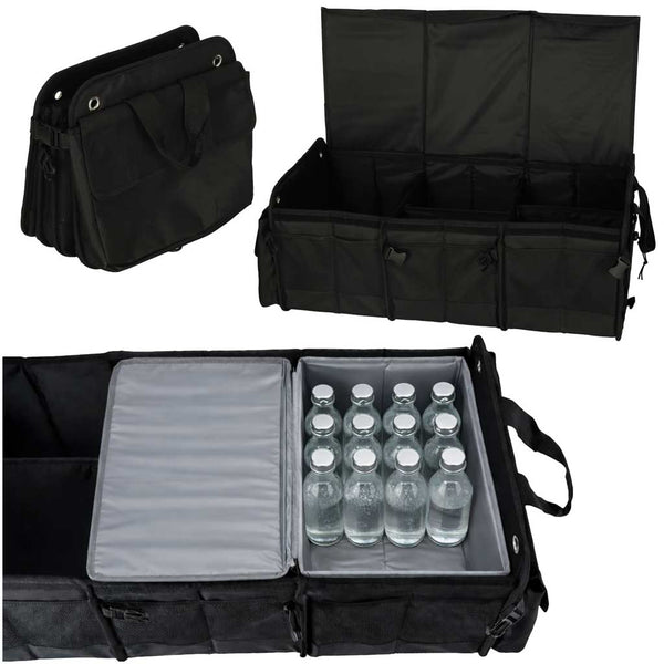 Automobilio bagažinės organizatorius su šaldymu, 3 skyriai, XXL termo krepšys 37×75×32 cm M67