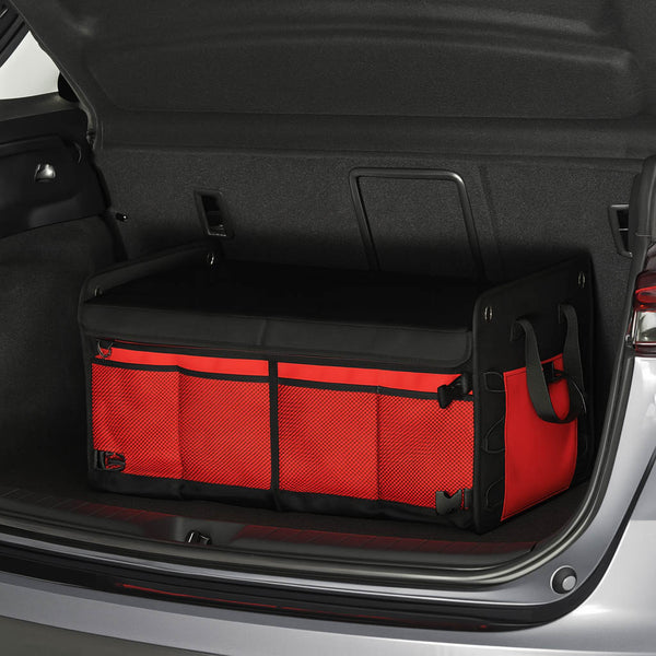 Sustiprintas sulankstomas 56 l XXL automobilio bagažinės organizatorius su dangčiu, juodai raudonas M69