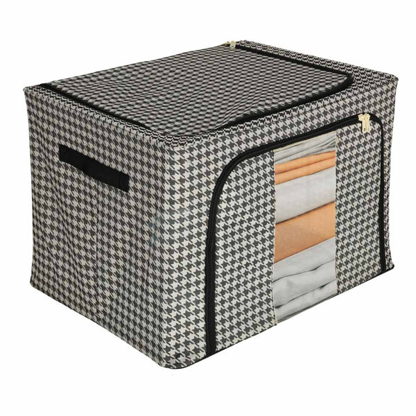 Spintos organizatorius patalynei ir drabužiams su rėmu, baltas/juodas, 100 l N97
