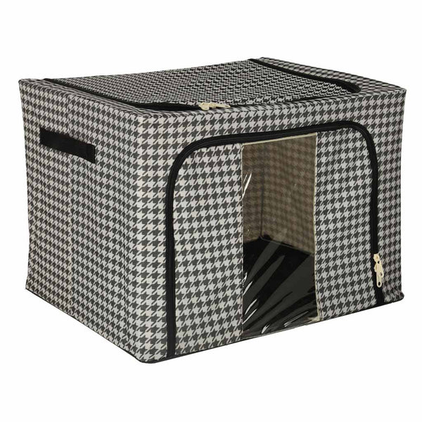 Spintos organizatorius patalynei ir drabužiams su rėmu, baltas/juodas, 100 l N97