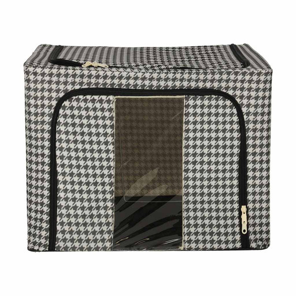 Spintos organizatorius patalynei ir drabužiams su rėmu, baltas/juodas, 100 l N97