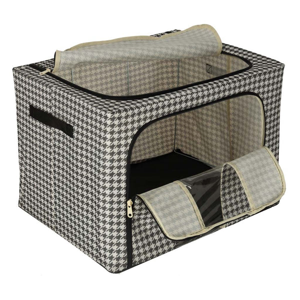 Spintos organizatorius patalynei ir drabužiams su rėmu, baltas/juodas, 100 l N97