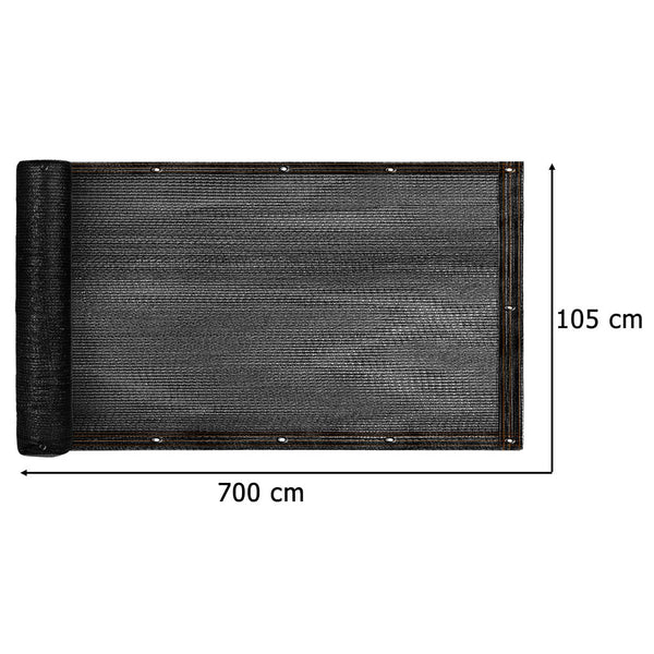 Balkono uždanga LUARO – maskuojantis šešėliavimo tinklas 150 g/m² 105×700 cm, UV + tvirtinimo dirželiai I17