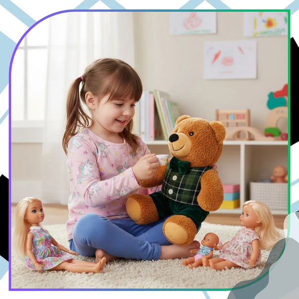 Pliušinis meškiukas su žalia languota liemene 30 cm TP83