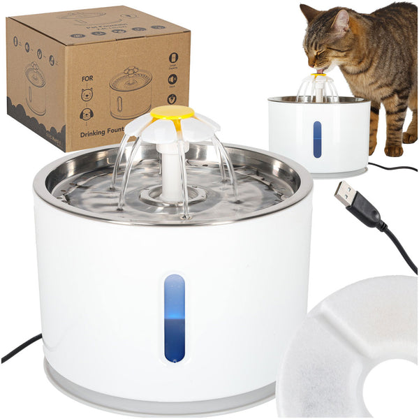 Automatinis LED gertuvė-fontanas šunims ir katėms, 2,4l, su filtru, USB M42
