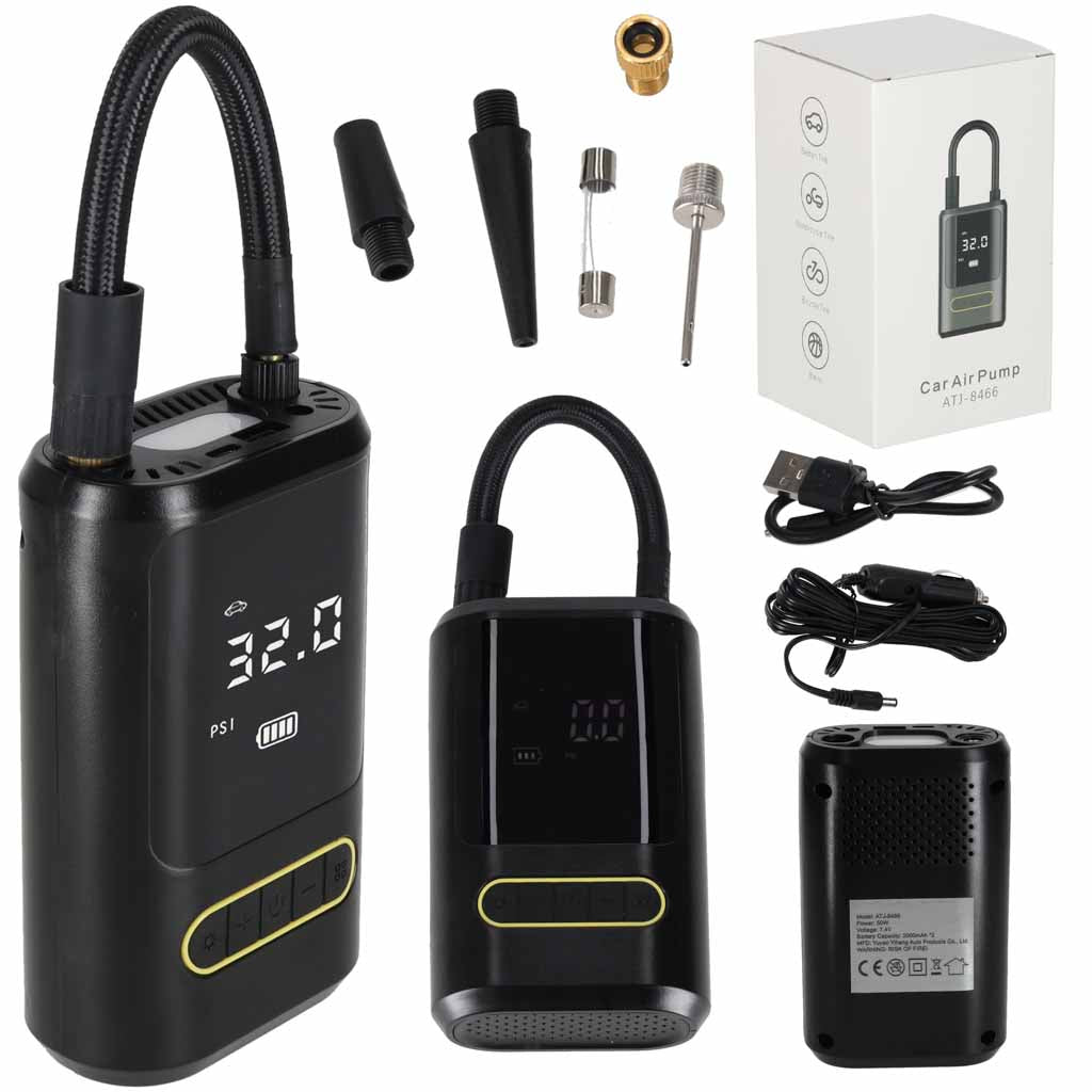 Elektrinis dviračio ir automobilio oro siurblys su USB powerbanku M66