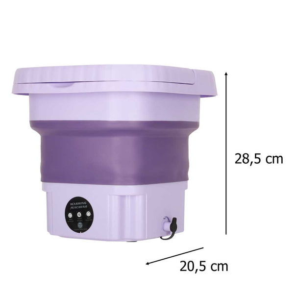 Mini nešiojama sulankstoma automatinė turistinė skalbyklė 8 l, violetinė