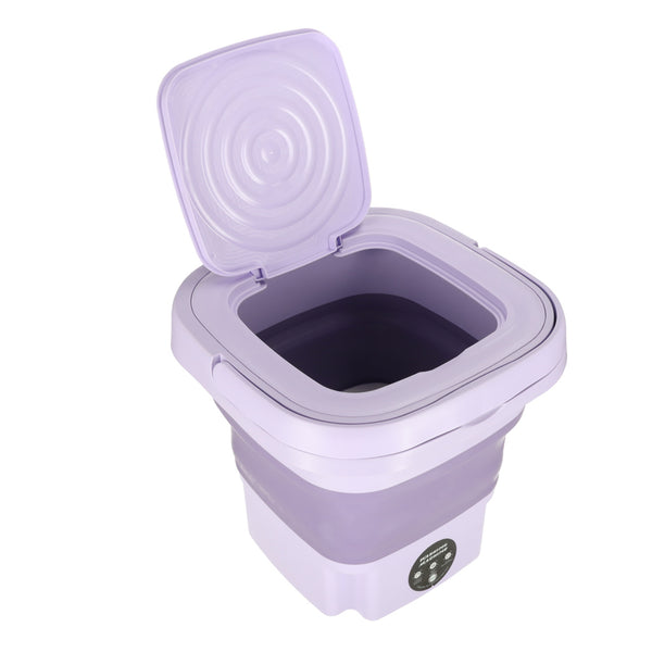 Automatinė turistinė mini sulenkstoma nešiojama skalbyklė 8 l, violetinė M16