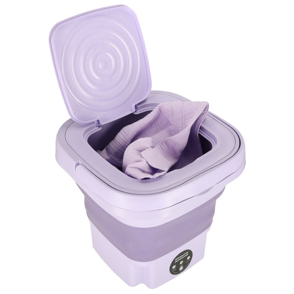 Automatinė turistinė mini sulenkstoma nešiojama skalbyklė 8 l, violetinė M16