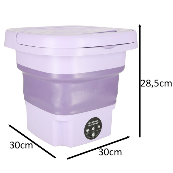 Automatinė turistinė mini sulenkstoma nešiojama skalbyklė 8 l, violetinė M16