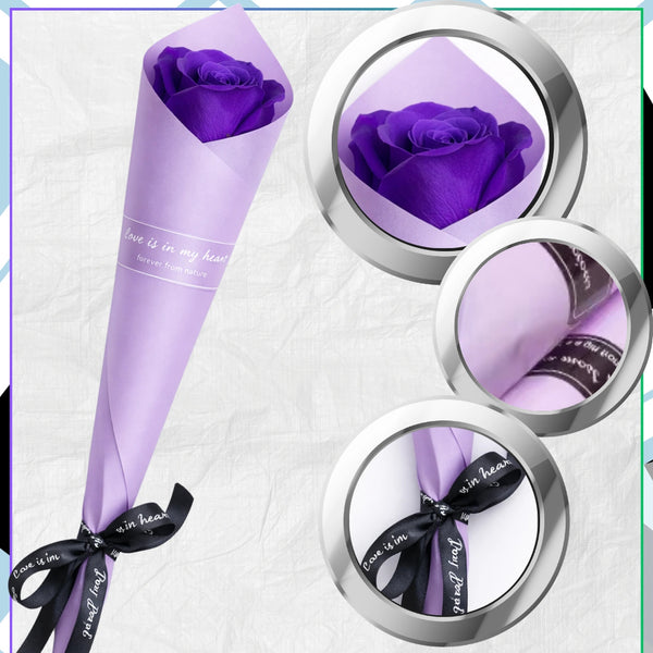 Muilinių rožių puokštė violetinė, 10 vnt., 28 cm E175