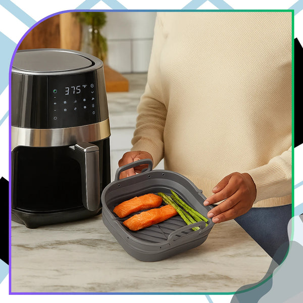 Pilkas silikoninis įdėklas Air Fryer su skirtuku H151