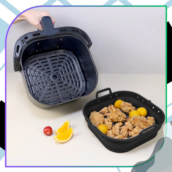 Silikoninis Air Fryer įdėklas juodas su separatoriumi H152