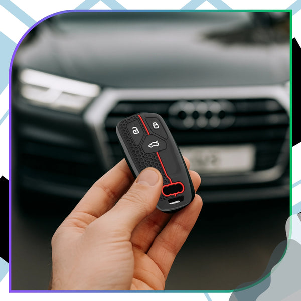 Silikoninis raktelio dėklas Audi juodas/raudonas A291