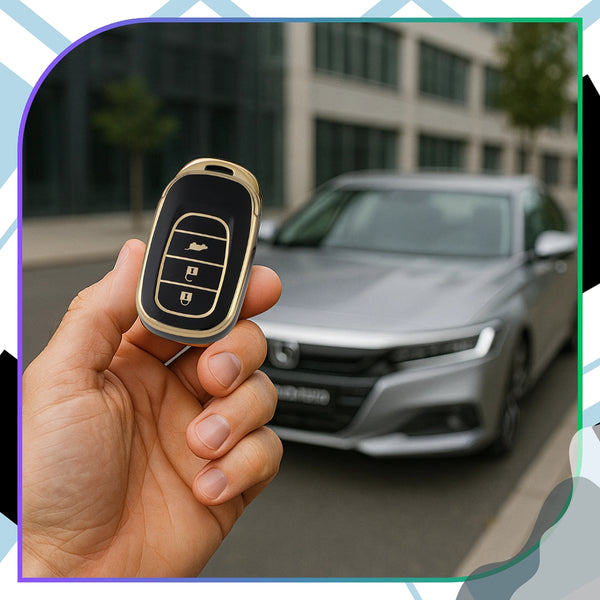 Silikoninis raktelio dėklas juodai auksinis Honda A127