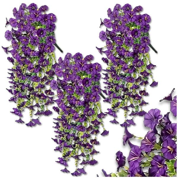 Dirbtinių vijoklinių gėlių girlianda, violetinė, 3 vnt. N56
