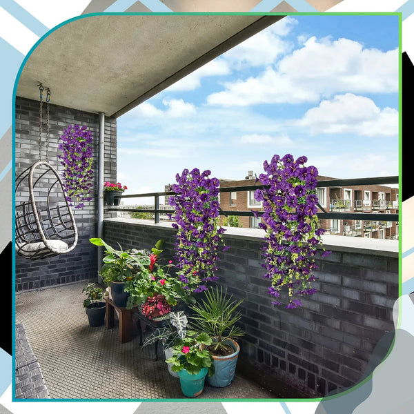 Dirbtinių vijoklinių gėlių girlianda, violetinė, 3 vnt. N56