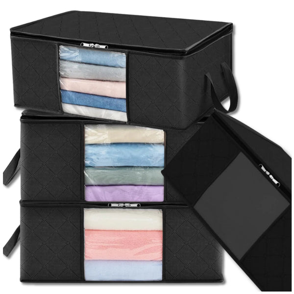 3 vnt. juodi laikymo organizatoriai 55×35×32 cm P48