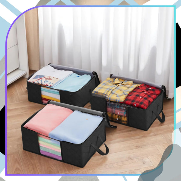 3 vnt. juodi laikymo organizatoriai 55×35×32 cm P48