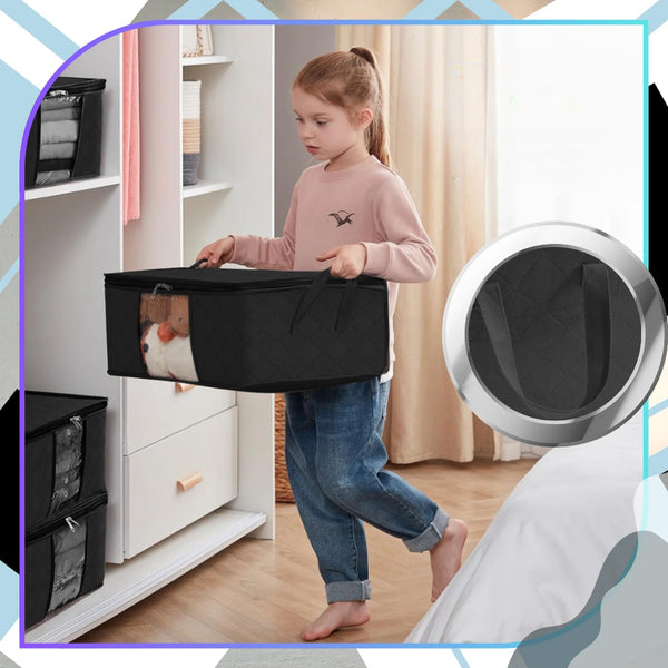 3 vnt. juodi laikymo organizatoriai 55×35×32 cm P48