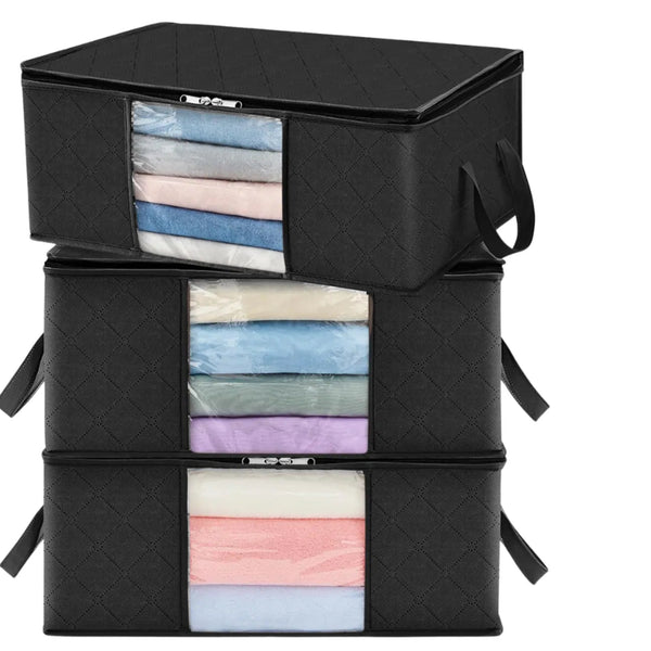 3 vnt. juodi laikymo organizatoriai 55×35×32 cm P48