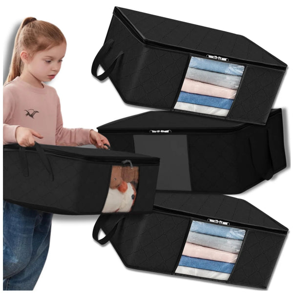 3 vnt. juodi laikymo organizatoriai 55×35×32 cm P48
