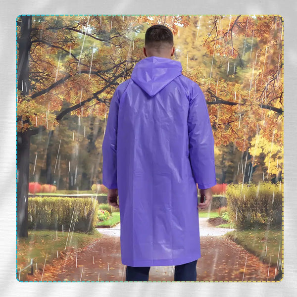 Ilgas unisex violetinis lietpaltis su gobtuvu