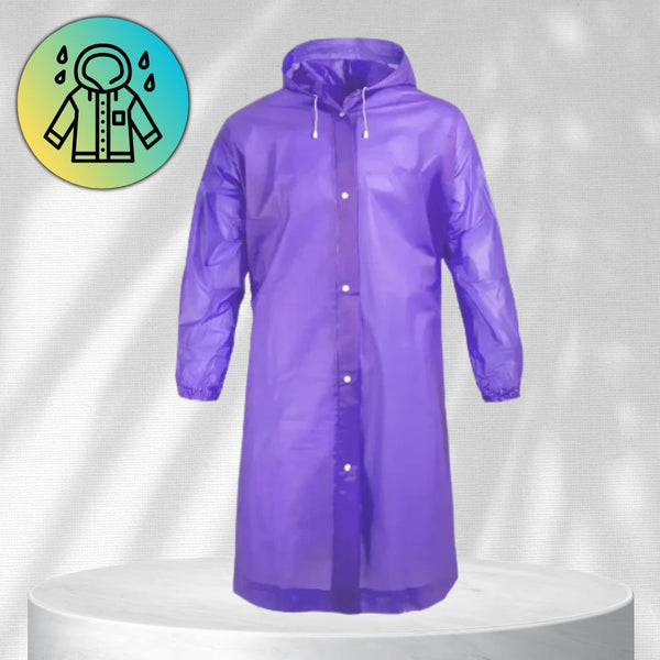 Ilgas unisex violetinis lietpaltis su gobtuvu