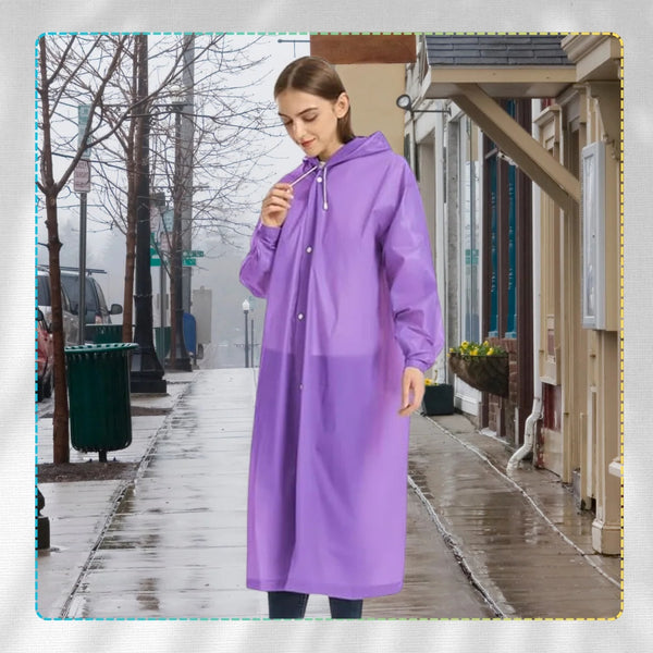 Ilgas unisex violetinis lietpaltis su gobtuvu